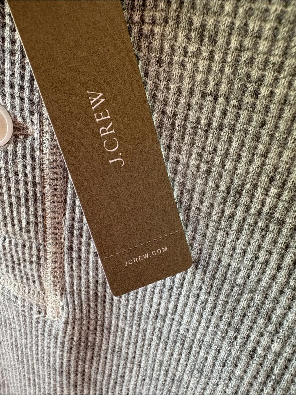 Men’s Wallace & Barnes by J. Crew Grey Long Sleeve 2 Button Waffle Shirt NWT XL